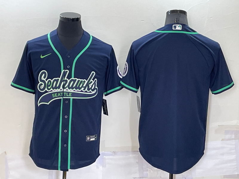 Men's Seattle Seahawks Navy Blank Jersey1