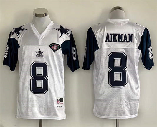 Men's Dallas Cowboys Troy Aikman  White Legacy Replica Jersey1