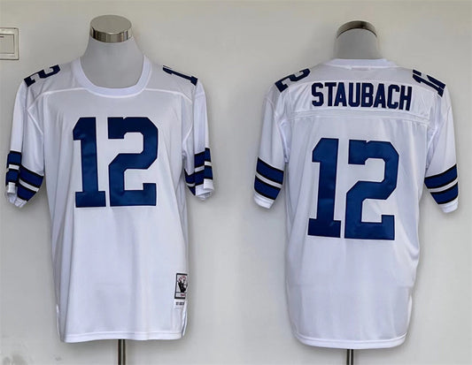 Men's Dallas Cowboys Roger Staubach  White Legacy Replica Jersey1