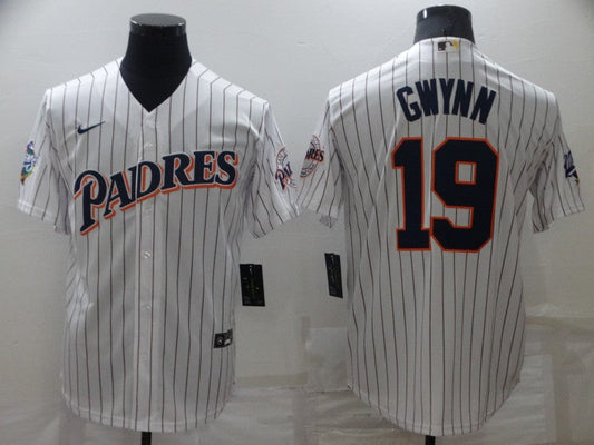 Men's San Diego Padres Tony Gwynn #19 White Replica Team Jersey1