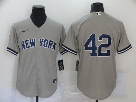 Men's New York Yankees Mariano Rivera #42 Gray Replica Player Name Jersey1