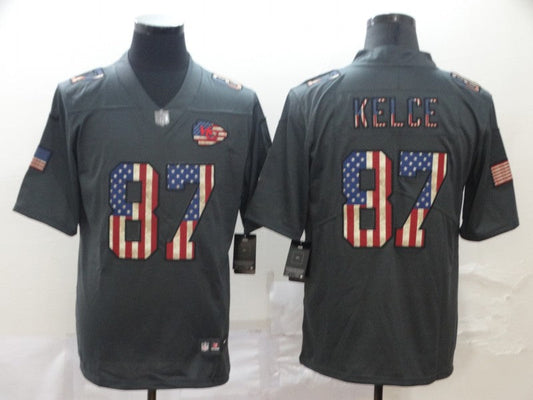 Men's Kansas City Chiefs Travis Kelce #87 Black Player Game Jersey1