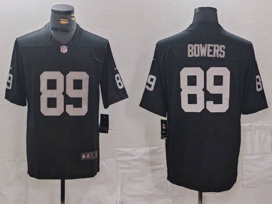 Men's Las Vegas Raiders Brock Bowers #89 Black 2024 NFL Draft First Round Pick Player Game Jersey1