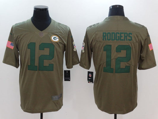 Men's Green Bay Packers Aaron Rodgers #12 Brown Player Jersey1
