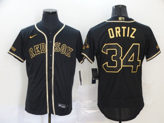 Men's Boston Red Sox David Ortiz #34 Black Replica Player Jersey1