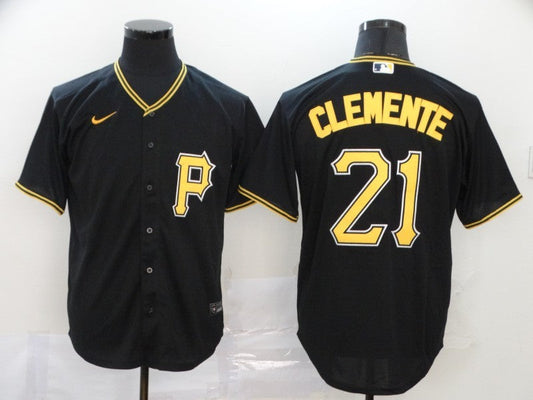 Men's Pittsburgh Pirates Roberto Clemente #21 Black Replica Baseball Jersey1