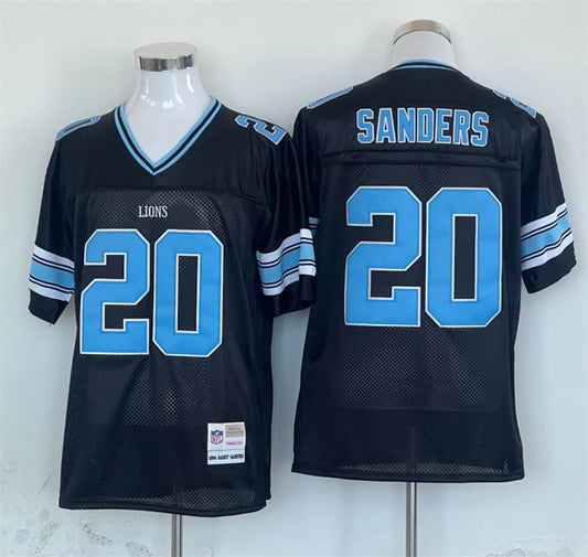 Men's Detroit Lions Barry Sanders  Black Legacy Replica Jersey1