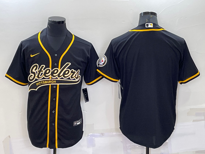 Men's Pittsburgh Steelers Black Blank Jersey1