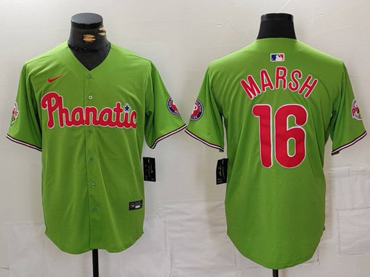 Men's Philadelphia Phillies Brandon Marsh #16 Green Limited Player Jersey1