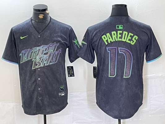 Men's Tampa Bay Rays Isaac Paredes #17 Charcoal 2024 City Connect Limited Player Jersey1