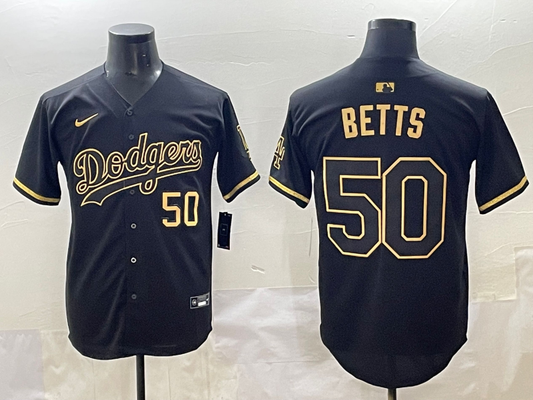 Men's Los Angeles Dodgers Mookie Betts #50 Black Team Player Jersey