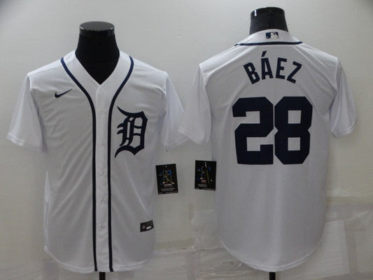 Men's Detroit Tigers Javier Baez #28 White Replica Baseball Jersey1