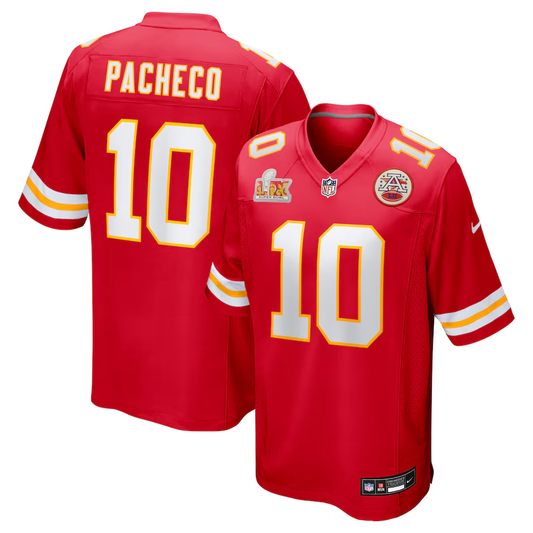 Men's Kansas City Chiefs Isiah Pacheco #10 Red Super Bowl LIX Game Jersey1