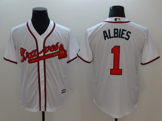 Men's Atlanta Braves Ozzie Albies #1 White Replica Player Jersey1