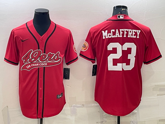 Men's San Francisco 49ers Christian McCaffrey #23 Red Game Jersey1 Joint Edition