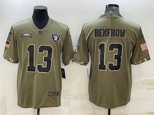 Men's Las Vegas Raiders Hunter Renfrow #13 Olive 2022 Salute To Service Limited Jersey1