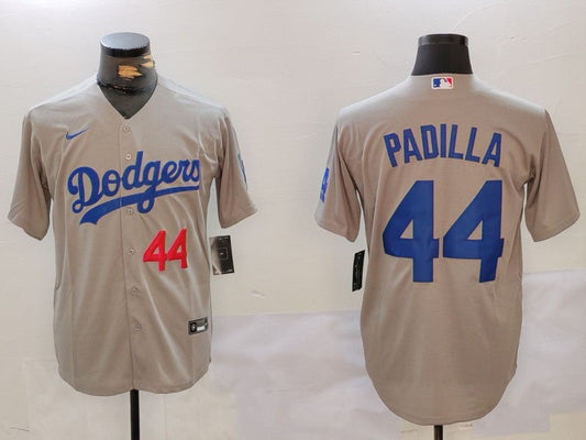 Men's Los Angeles Dodgers Vicente Padilla #44 Gray Replica Player Jersey1