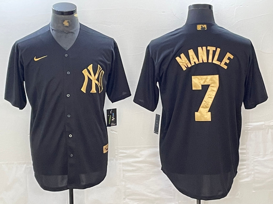 Men's New York Yankees Mickey Mantle #7 Black Limited Player Jersey1
