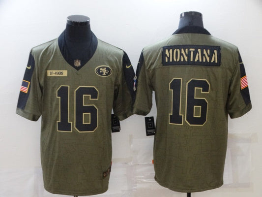 Men's San Francisco 49ers Joe Montana #16 Brown Player Game Jersey1