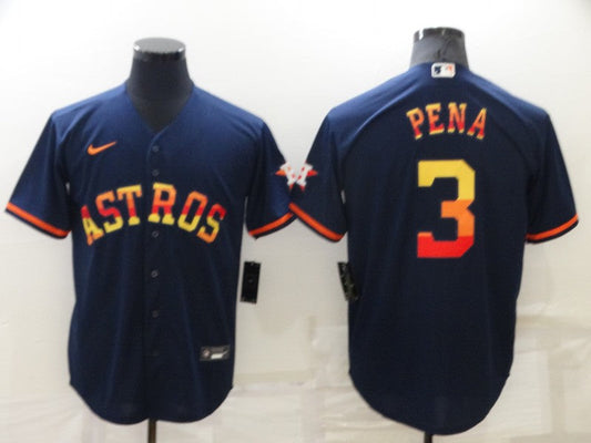 Men's Houston Astros Jeremy Pena #3 Navy Replica Player Jersey1