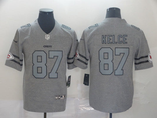 Men's Kansas City Chiefs Travis Kelce Player Jersey1 Gray