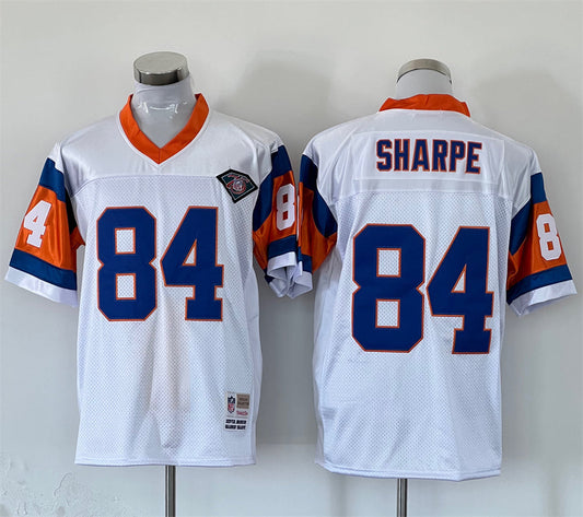 Men's Denver Broncos Shannon Sharpe  White Legacy Replica Jersey1