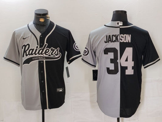 Men's Las Vegas Raiders Bo Jackson #34 Gray/Black Game Jersey1