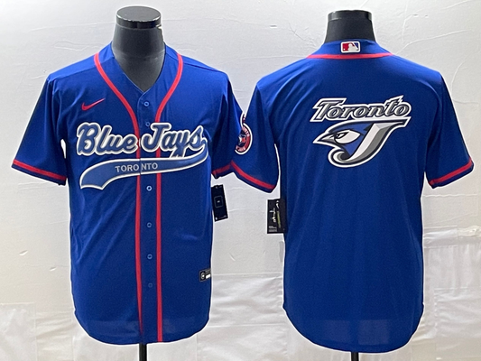 Men's Toronto Blue Jays Blue Replica Team Logo Jersey1