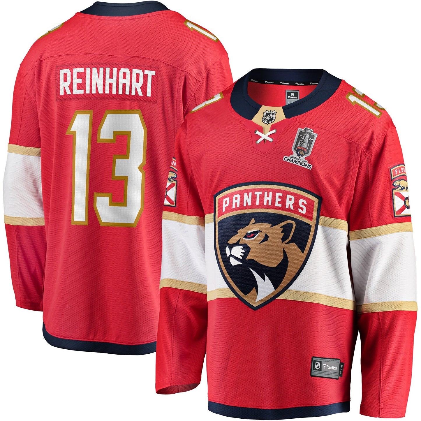 Sam Reinhart Florida Panthers   Home 2024 Stanley Cup Champions Breakaway  Jersey  Red