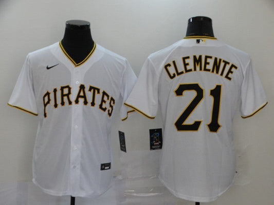 Men's Pittsburgh Pirates Roberto Clemente #21 White Replica Baseball Jersey1