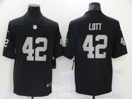Men's Las Vegas Raiders Ronnie Lott #42 Black Game Jersey1
