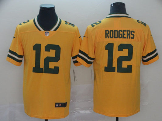 Men's Green Bay Packers Aaron Rodgers #12 Yellow Inverted Legend Jersey1