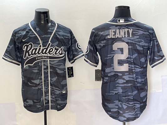 Men's Las Vegas Raiders Ashton Jeanty #2 Gray Camouflage Game Jersey