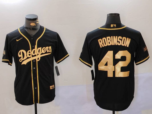 Men's Los Angeles Dodgers Jackie Robinson #42 Black Replica Player Jersey1