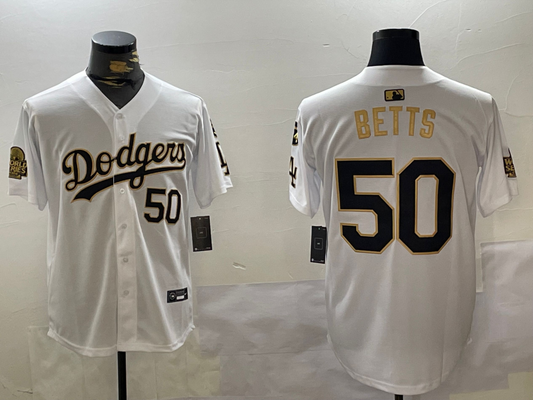 Men's Los Angeles Dodgers Mookie Betts White Game Player Jersey