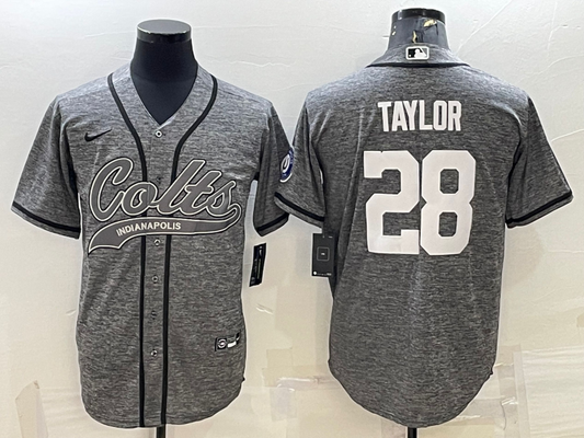 Men's Indianapolis Colts Jonathan Taylor #28 Gray Game Jersey1 Joint Edition