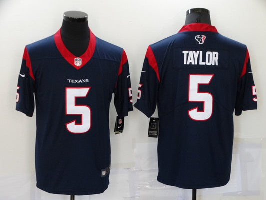 Men's Houston Texans Tyrod Taylor #5 Navy Game Jersey1