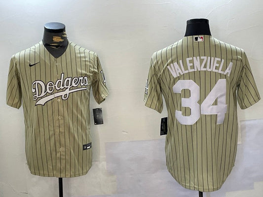 Men's Los Angeles Dodgers Fernando Valenzuela #34 Gold Replica Baseball Jersey1