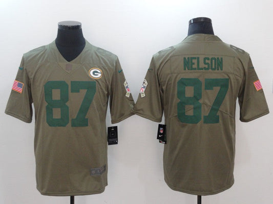 Men's Green Bay Packers Jordy Nelson #87 Brown Game Jersey1