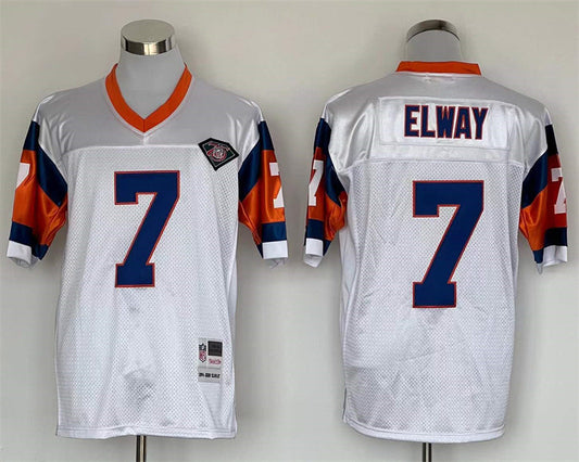 Men's Denver Broncos John Elway  White Legacy Replica Jersey1