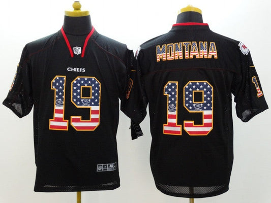 Men's Kansas City Chiefs Joe Montana #19 Black Game Jersey1