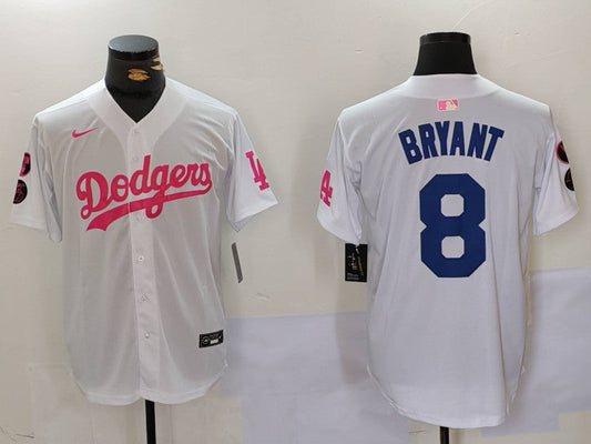 Men's Los Angeles Dodgers Kobe Bryant #8 White Limited Player Jersey1