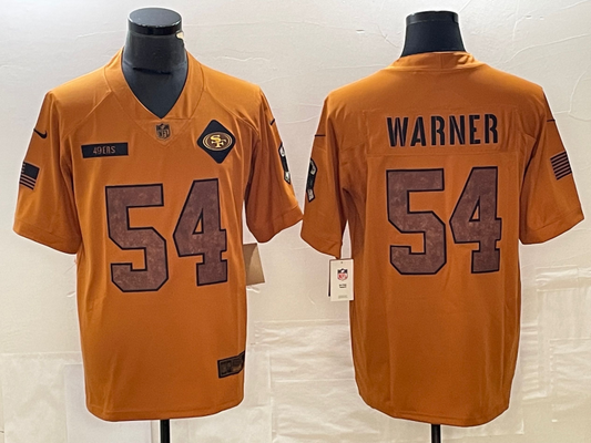 Men's San Francisco 49ers Fred Warner #54 Brown 2023 Salute To Service Retired Player Limited Jersey1