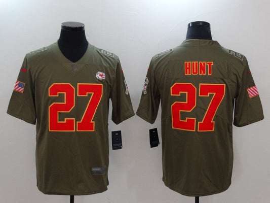 Men's Kansas City Chiefs Karim Hunt #27 Brown Game Jersey1