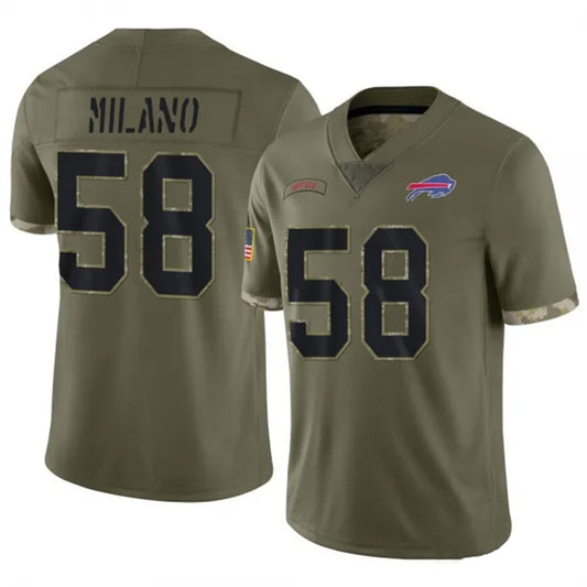 B.Bills #58 Matt Milano Player Salute To Service Olive Football Jerseys