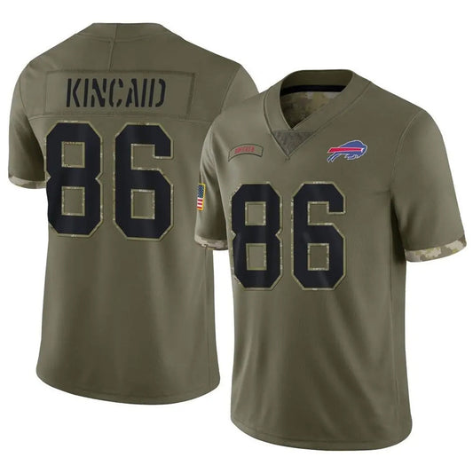 B.Bills #86 Dalton Kincaid Player Salute To Service Olive Football Jerseys