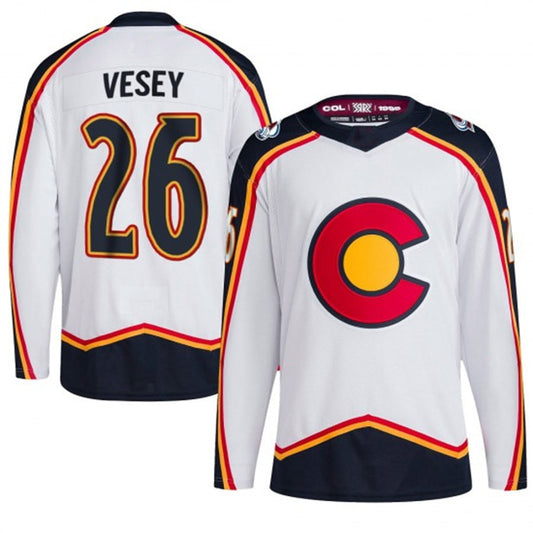 C.Avalanche #26 Jimmy Vesey Player Fanatics White Reverse Retro 2.0  Hockey Jerseys