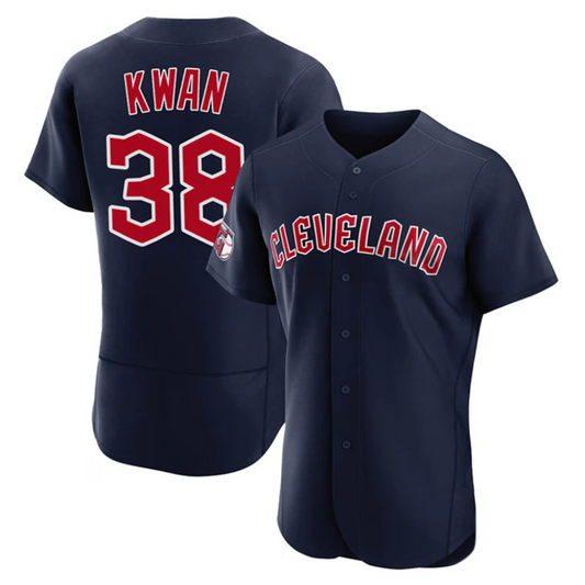 C.Guardians #38 Steven Kwan Player Navy Limited Elite Baseball Jerseys