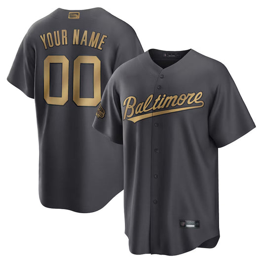 Custom B.Orioles All-Star Game Replica Charcoal Baseball Jerseys