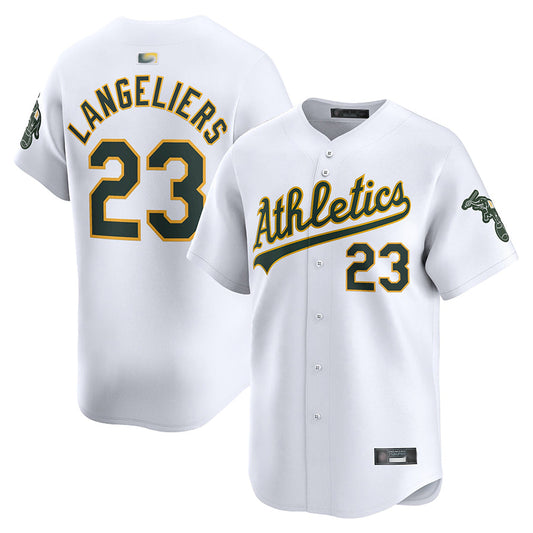 Athletics #23 Shea Langeliers Player White Home Limited Baseball Jerseys